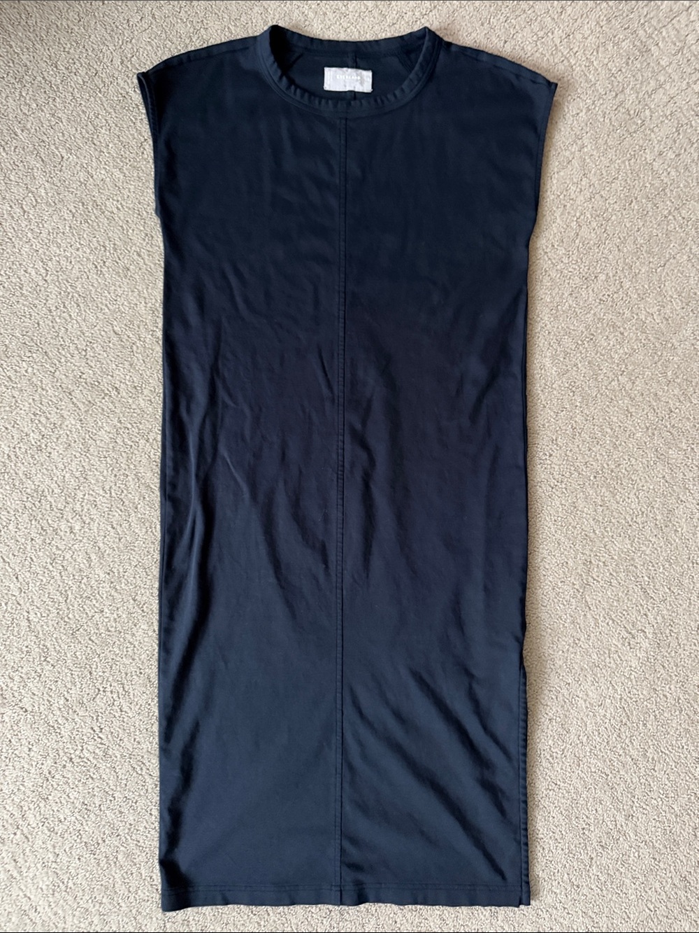 Everlane Black Crewneck Midi Shift Dress